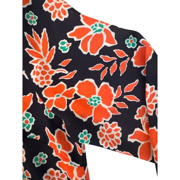 Banana Republic Classic Fit Navy Floral Print Button Up Shirt‎ Women Size S - Picture 5 of 12